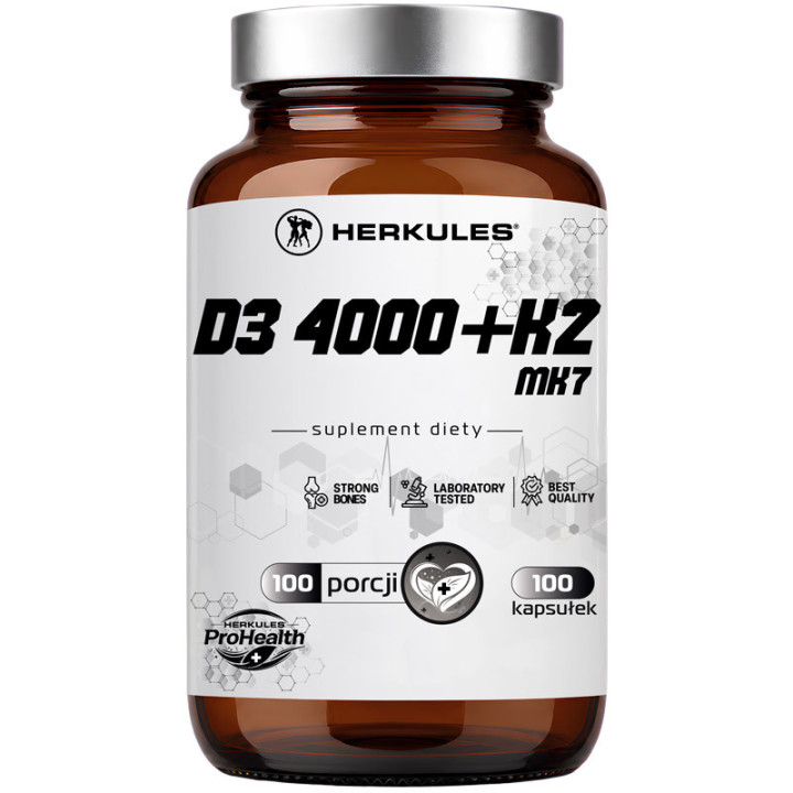 D3 4000+K2 MK7 100 kapsułek, Herkules – wsparcie zdrowia kości!