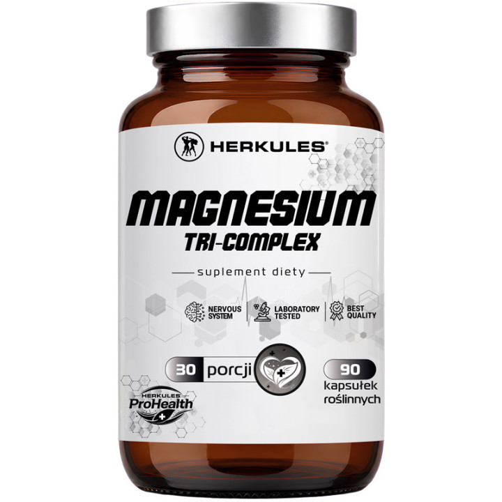 Herkules Magnesium Tri-Complex 90vcaps – 3 Formy Magnezu 274mg
