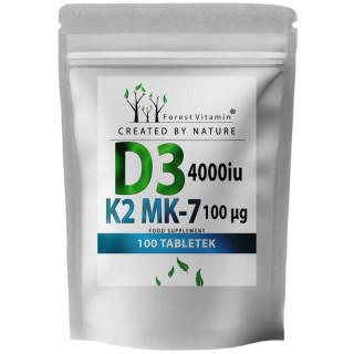 D3 4000 IU K2 MK-7 100mcg 100tabs, Forest Vitamnin - wsparcie kości, zębów!
