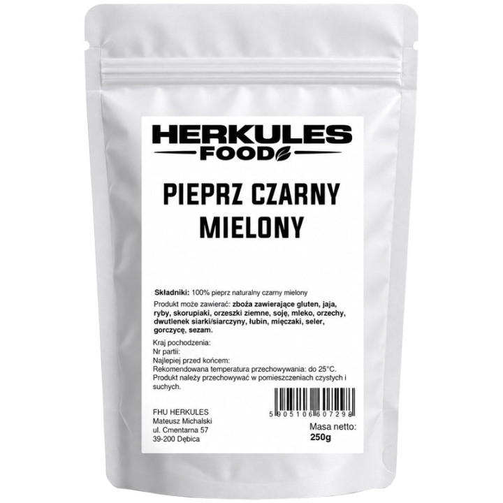 Pieprz Czarny Mielony 250g, Herkules Food – klasyczna przyprawa o wyrazistym smaku i aromacie!
