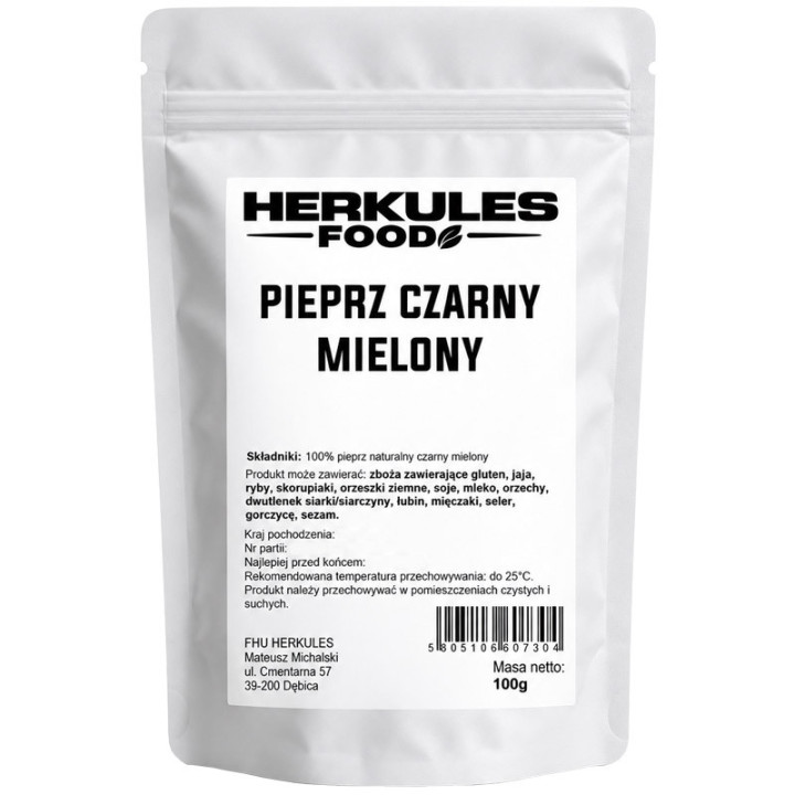 Pieprz Czarny Mielony 100g, Herkules Food – klasyczna przyprawa o wyrazistym smaku i aromacie!