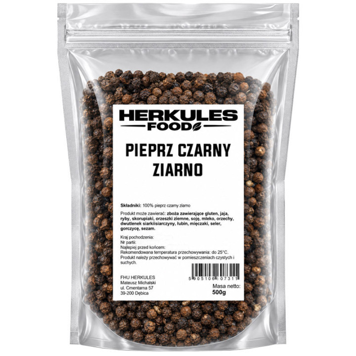 Pieprz Czarny Ziarnisty 500g, Herkules Food – intensywny aromat zamknięty w całych ziarnach!