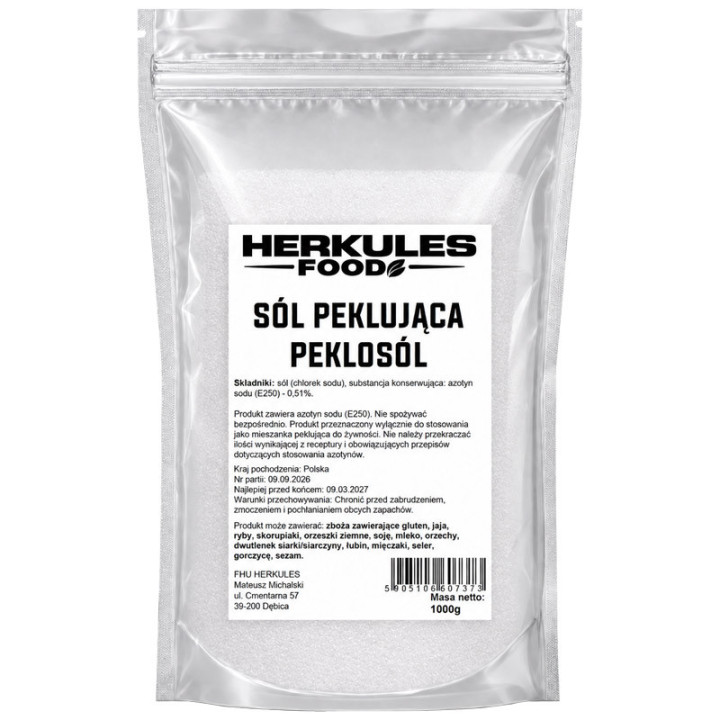 Sól Peklująca 1000g, Herkules Food – niezawodny wybór do peklowania mięsa!