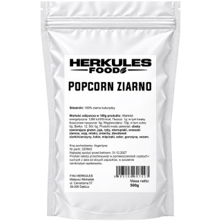 Popcorn Ziarno Kukurydzy 500g, Herkules Food - puszysta przekąska na wieczory filmowe i spotkania!