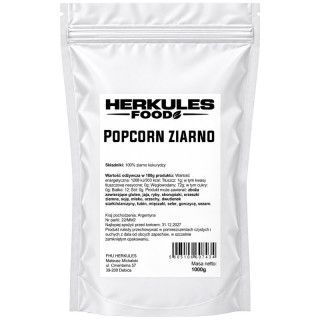 Popcorn Ziarno Kukurydzy 1000g, Herkules Food - puszysta przekąska na wieczory filmowe i spotkania!