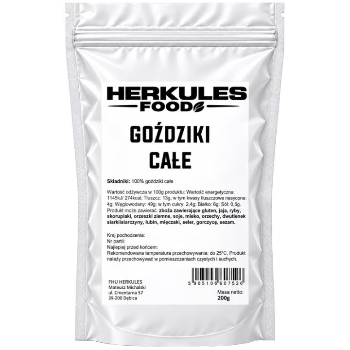 Goździki Całe 200g, Herkules Food – korzenny aromat i szerokie zastosowanie w kuchni!