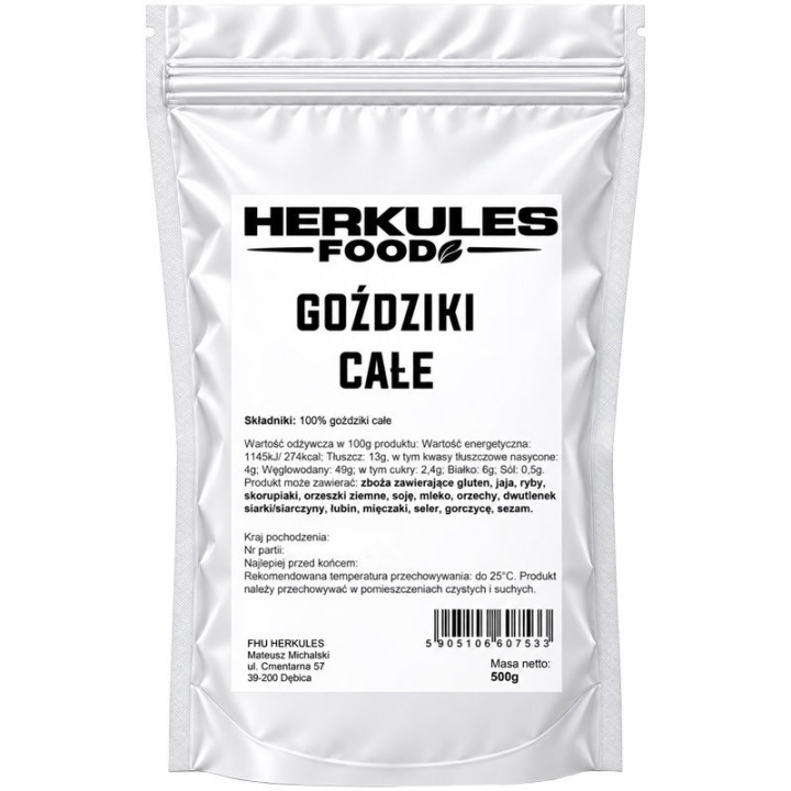 Goździki Całe 500g, Herkules Food – korzenny aromat i szerokie zastosowanie w kuchni!