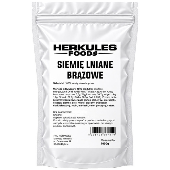 Siemię Lniane Brązowe 1000g, Herkules Food – uniwersalny dodatek do codziennej diety!