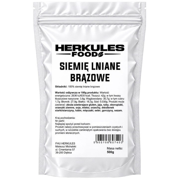 Siemię Lniane Brązowe 500g, Herkules Food – uniwersalny dodatek do codziennej diety!