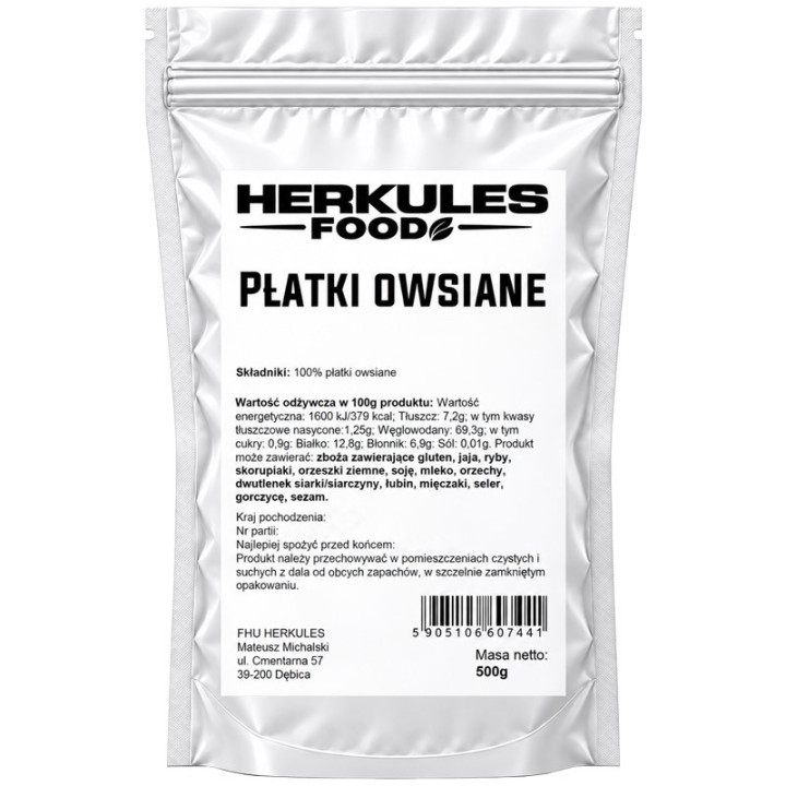 Płatki Owsiane 500g, Herkules Food – uniwersalna baza do śniadań, przekąsek!