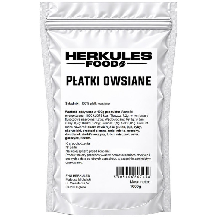 Płatki Owsiane 1000g, Herkules Food – uniwersalna baza do śniadań, przekąsek!