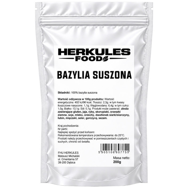 Bazylia Suszona 100g, Herkules Food – aromatyczny, ziołowy zapach, delikatny smak!