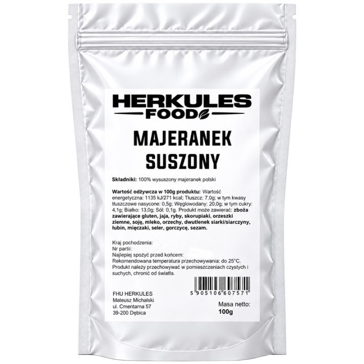 Majeranek Suszony 100g, Herkules Food – intensywny ziołowy aromat!