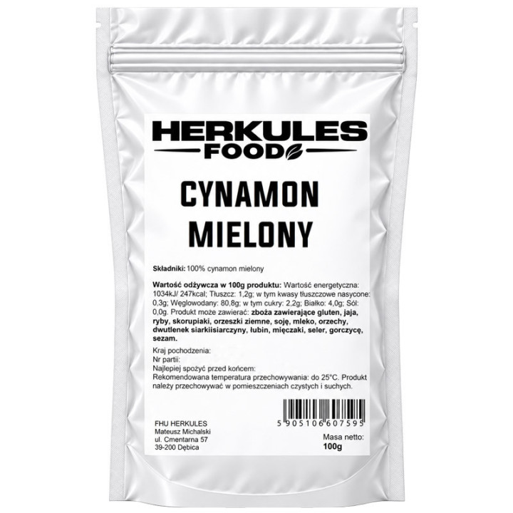 Cynamon Mielony 100g, Herkules Food – wyjątkowy korzenny aromat, przyjemna słodycz!