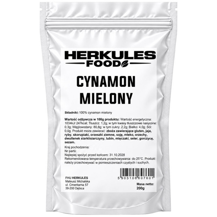Cynamon Mielony 200g, Herkules Food – wyjątkowy korzenny aromat, przyjemna słodycz!