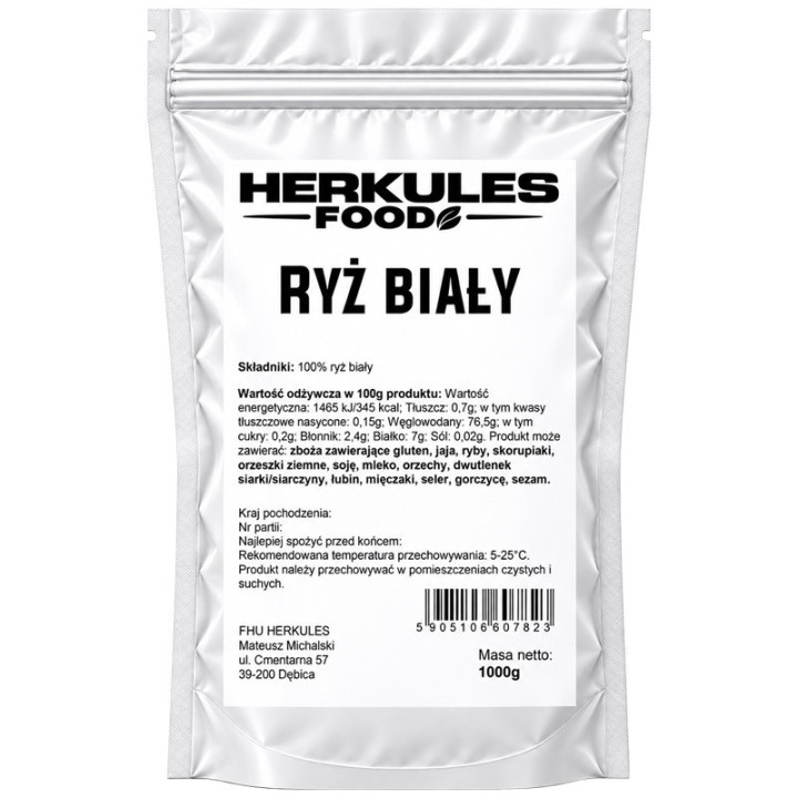 Ryż Biały 1000g, Herkules Food – delikatny smak, uniwersalne zastosowanie!