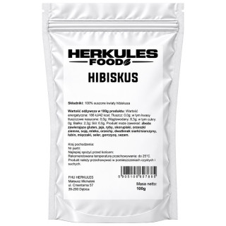 Suszony Kwiat Hibiskusa 100g, Herkules Food – intensywny, kwaskowaty smak!