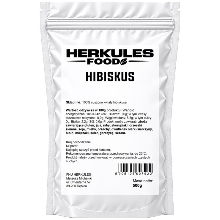 Suszony Kwiat Hibiskusa 500g, Herkules Food – intensywny, kwaskowaty smak!