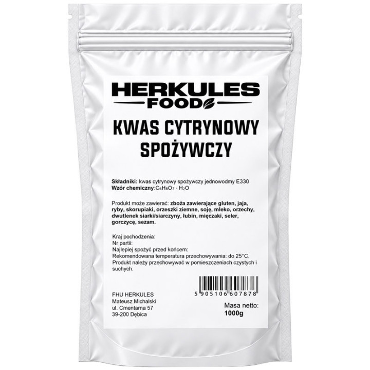 Kwasek Cytrynowy 1000g, Herkules Food – uniwersalny produkt, szerokie zastosowanie!