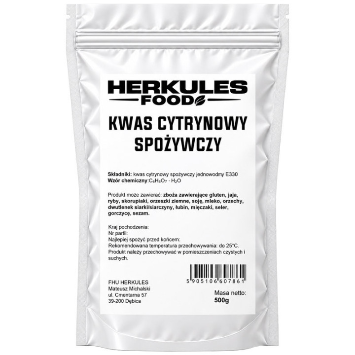 Kwasek Cytrynowy 500g, Herkules Food – uniwersalny produkt, szerokie zastosowanie!