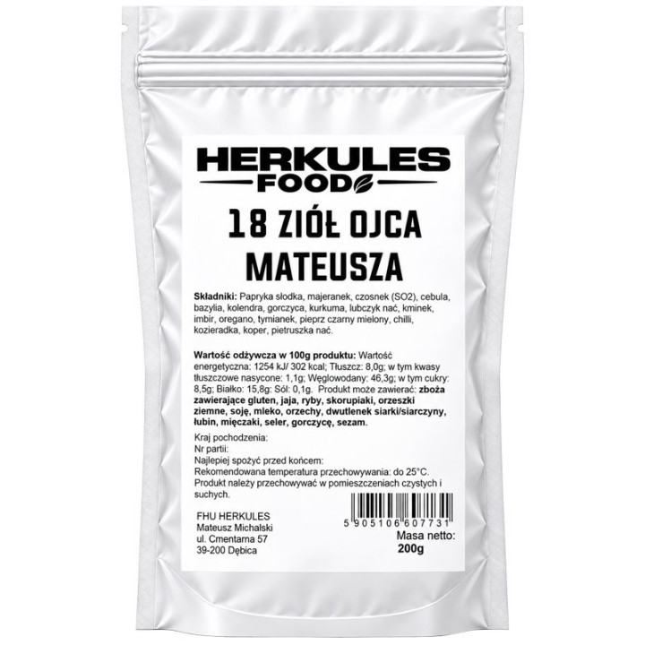 18 Ziół Ojca Mateusza 200g, Herkules Food – aromatyczna mieszanka ziół i przypraw!