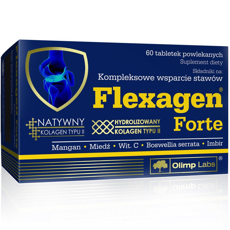 Flexagen Forte 60 tabletek, Olimp - wsparcie dla prawidłowego  funkcjonowania chrząstki stawowej i kości
