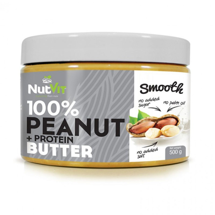 NutVit 100% Peanut + Protein Butter Smooth 500g