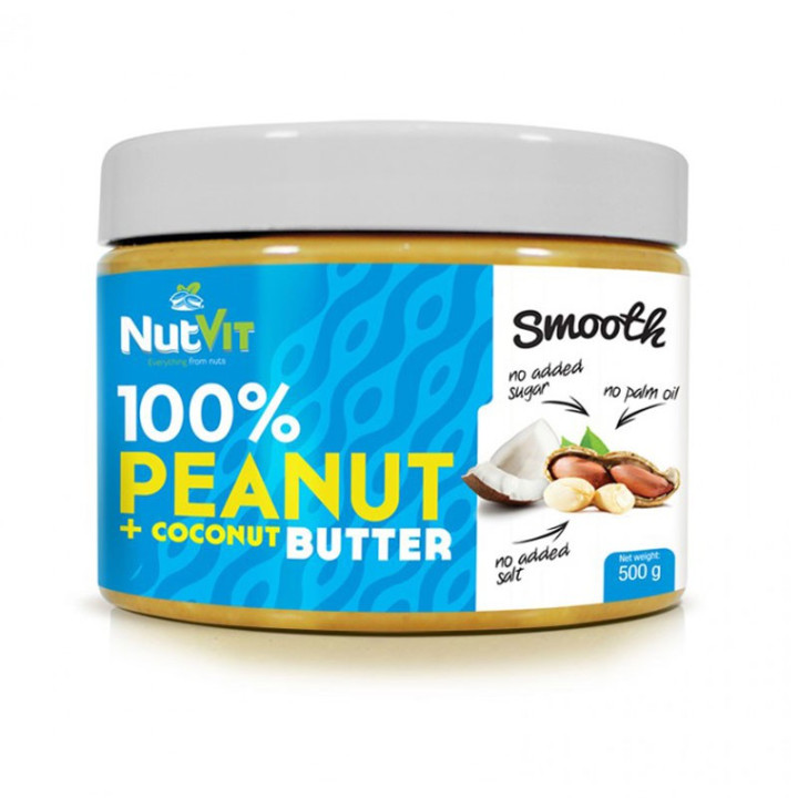 NutVit 100%Peanut + Coconut Butter Smooth 500g