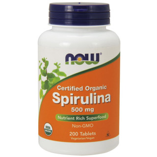 NOW Certified Organic Spirulina 500mg 500tabs