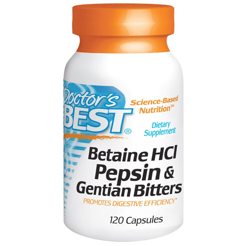 DOCTOR'S BEST Betaine HCl Pepsin&Gentian Bitters 120caps