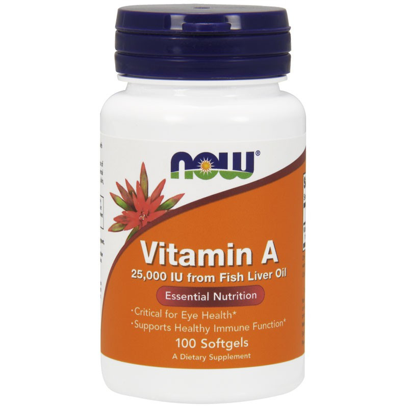 NOW Vitamin A 25,000 IU From Fish Liver Oil 100caps
