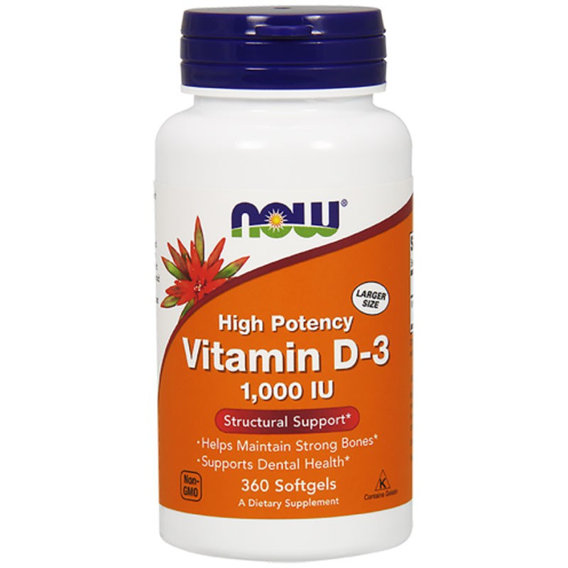 NOW High Potency Vitamin D-3 1,000 IU 360caps