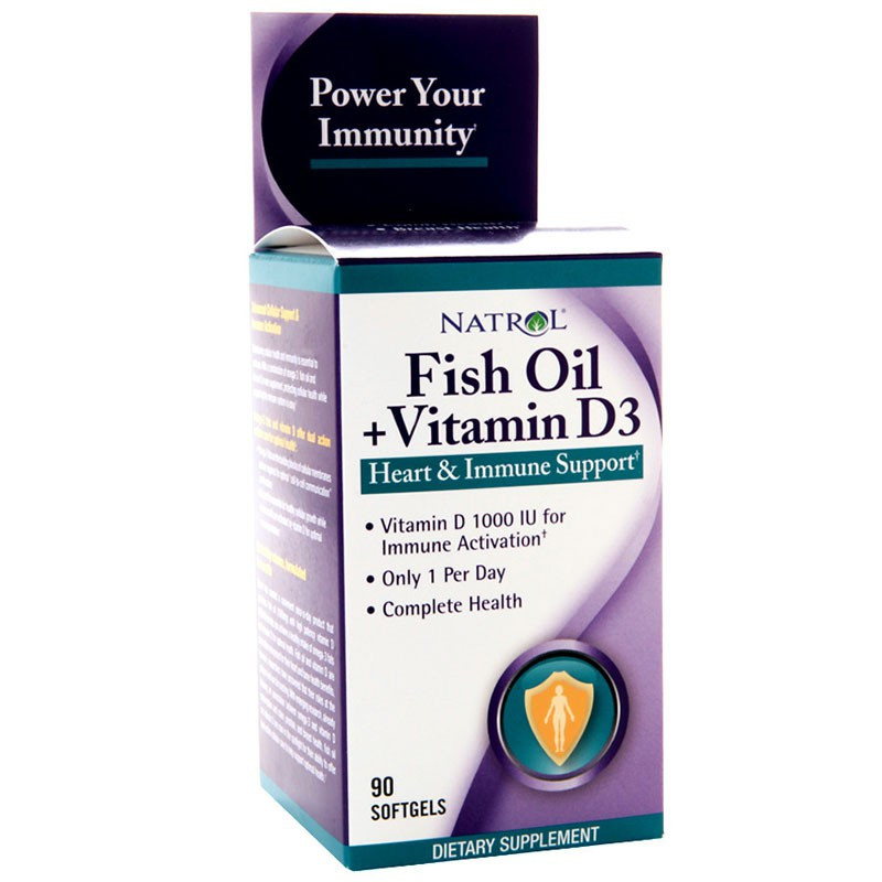 NATROL Fish Oil + Vitamin D3 90caps