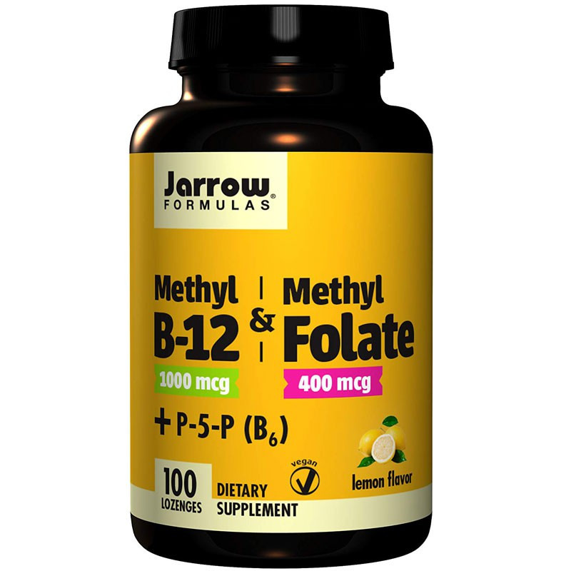 JARROW FOMULAS Methyl B-12 1000mcg&Methyl Folate 400mcg + P-5-P (B6) 100tabs