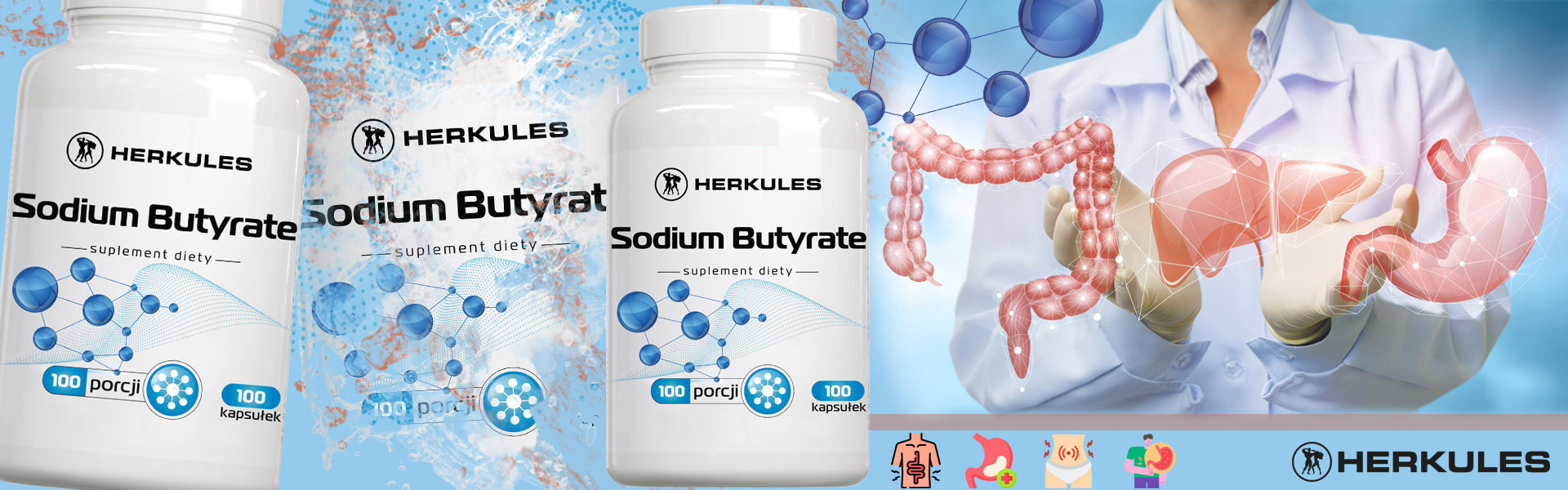 HERKULES Sodium Butyrate 100caps MAŚLAN SODU